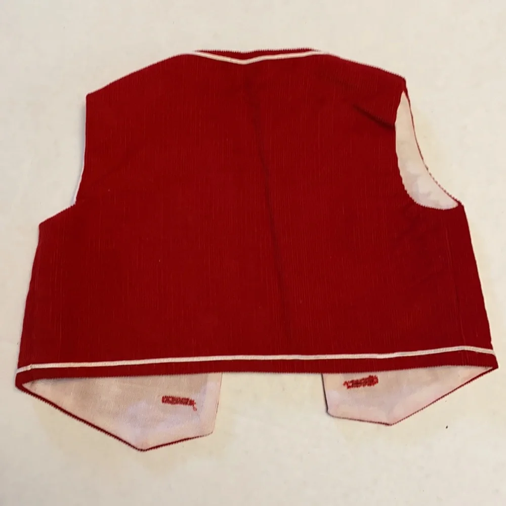 Vintage Buttons & Red corduroy Unisex Childs Vest